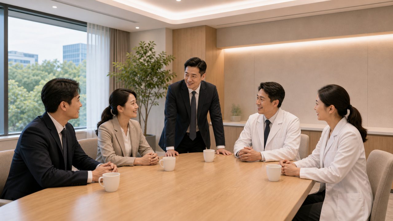 의료진과 컨설턴트가 운영 구조와 리스크를 함께 검토하는 자문 회의
